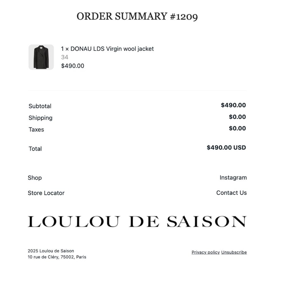 LOULOU DE SAISON DONAU LDS  Black Virgin wool jacket Blazer - Picture 3 of 3